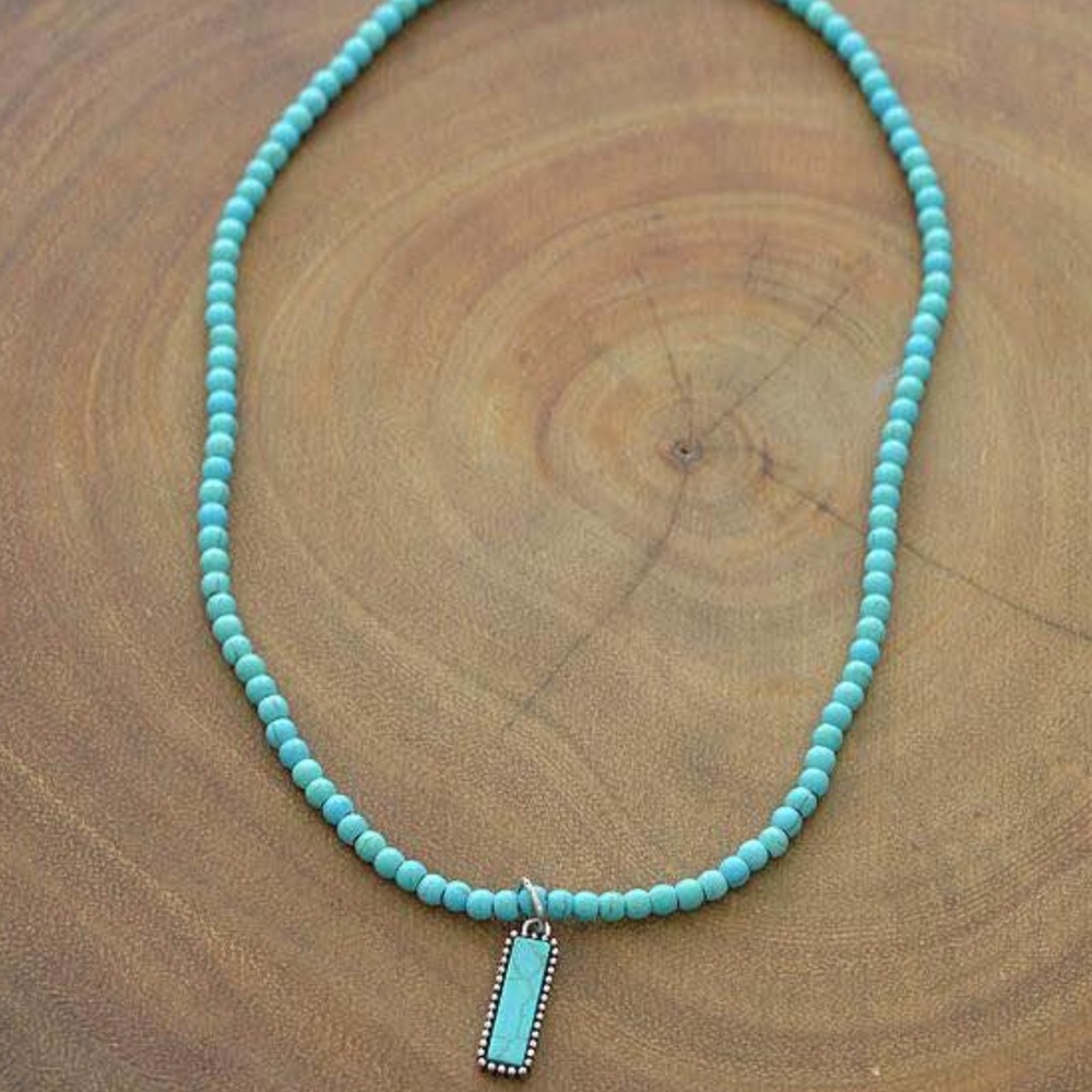 Turquoise beaded bar necklace